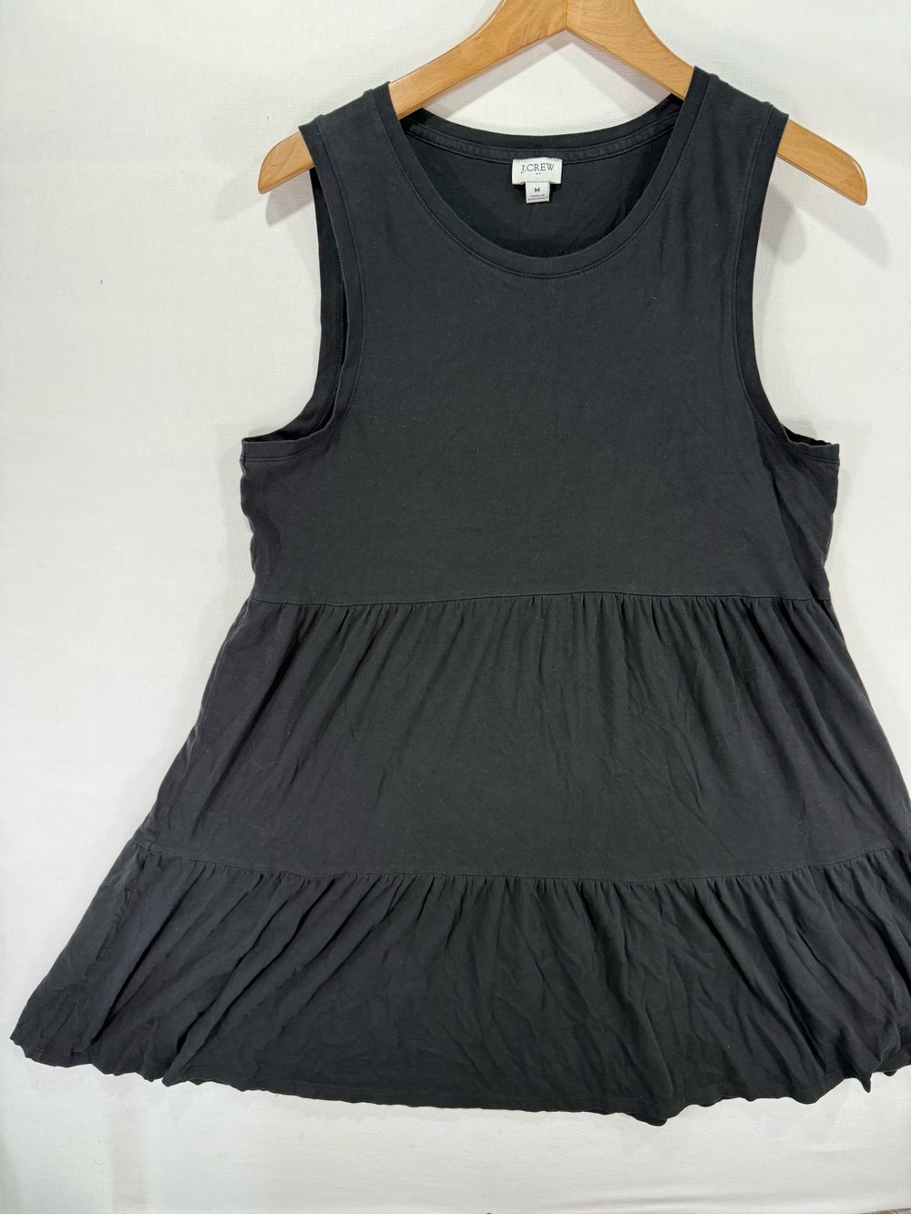 J.Crew Tiered Tank Top Cotton Dress in Black Size Medium